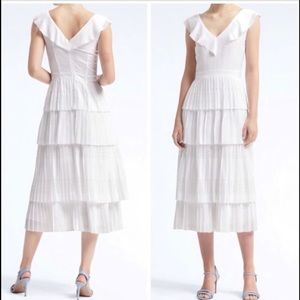 Banana republic pleated tiered midi dress